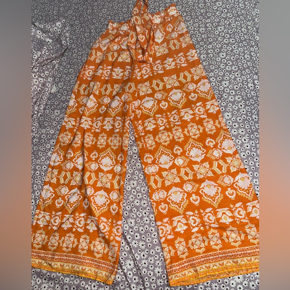 Sienna Sky Orange Floral Wide Leg Pants